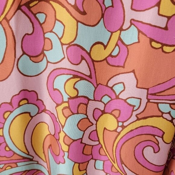 ITALIAN BRAND Colorful Pink Yellow Blue Halter Dress 100% Viscose Size 6 US - Picture 8 of 14